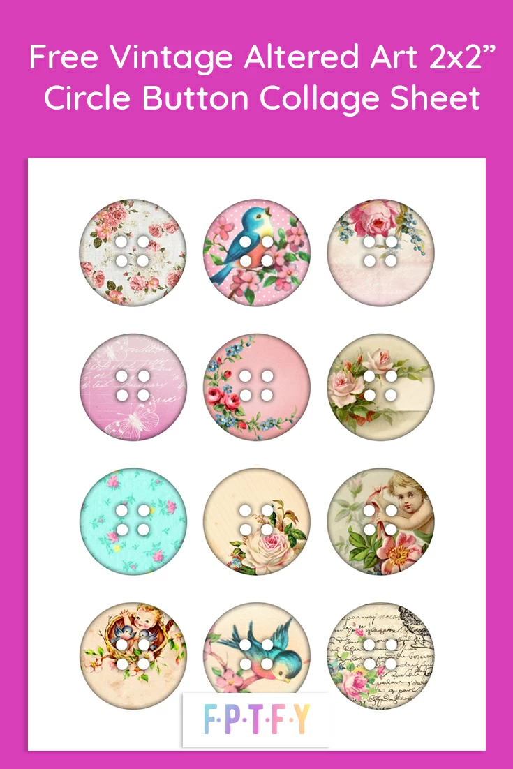 Free Vintage Altered Art Button Collage sheet