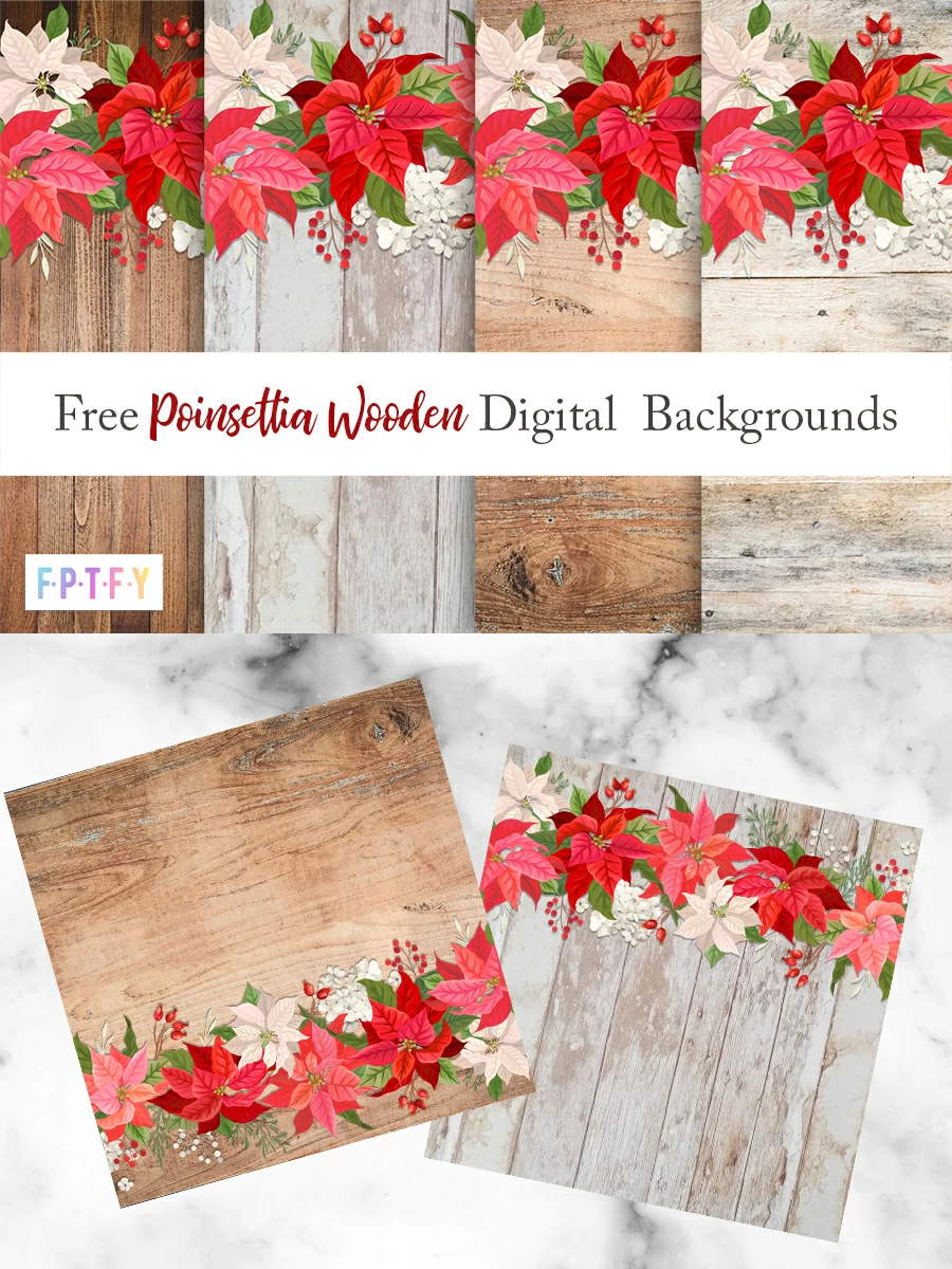 Free Poinsettia Wooden Digital Backgrounds