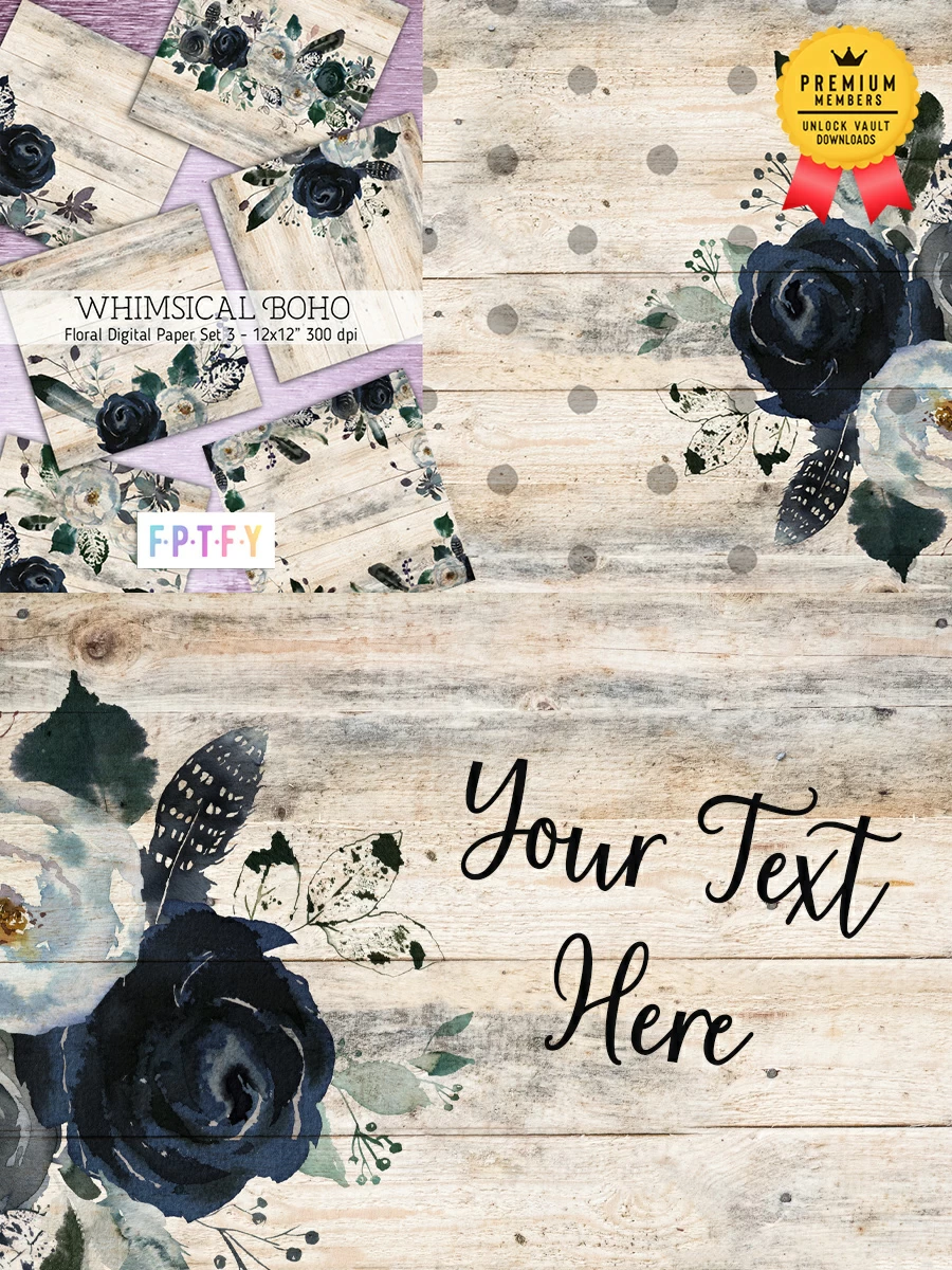 Winter Boho Floral Digital Papers