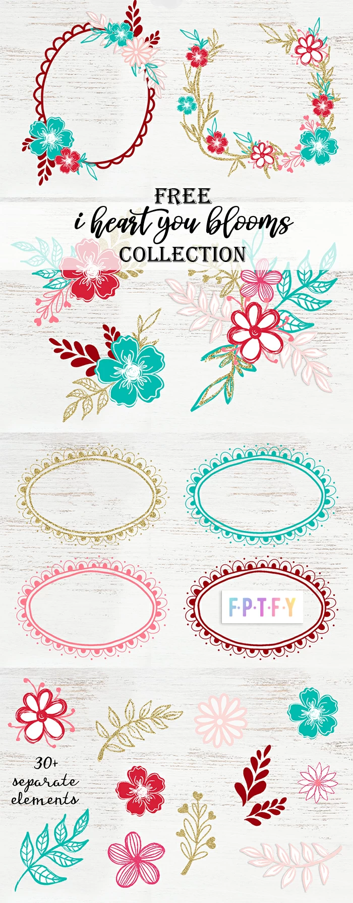 Free I Heart You Blooms Graphics