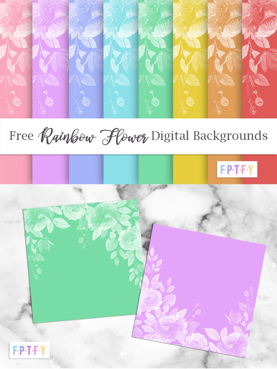 Free Rainbow Flower Digital Backgrounds