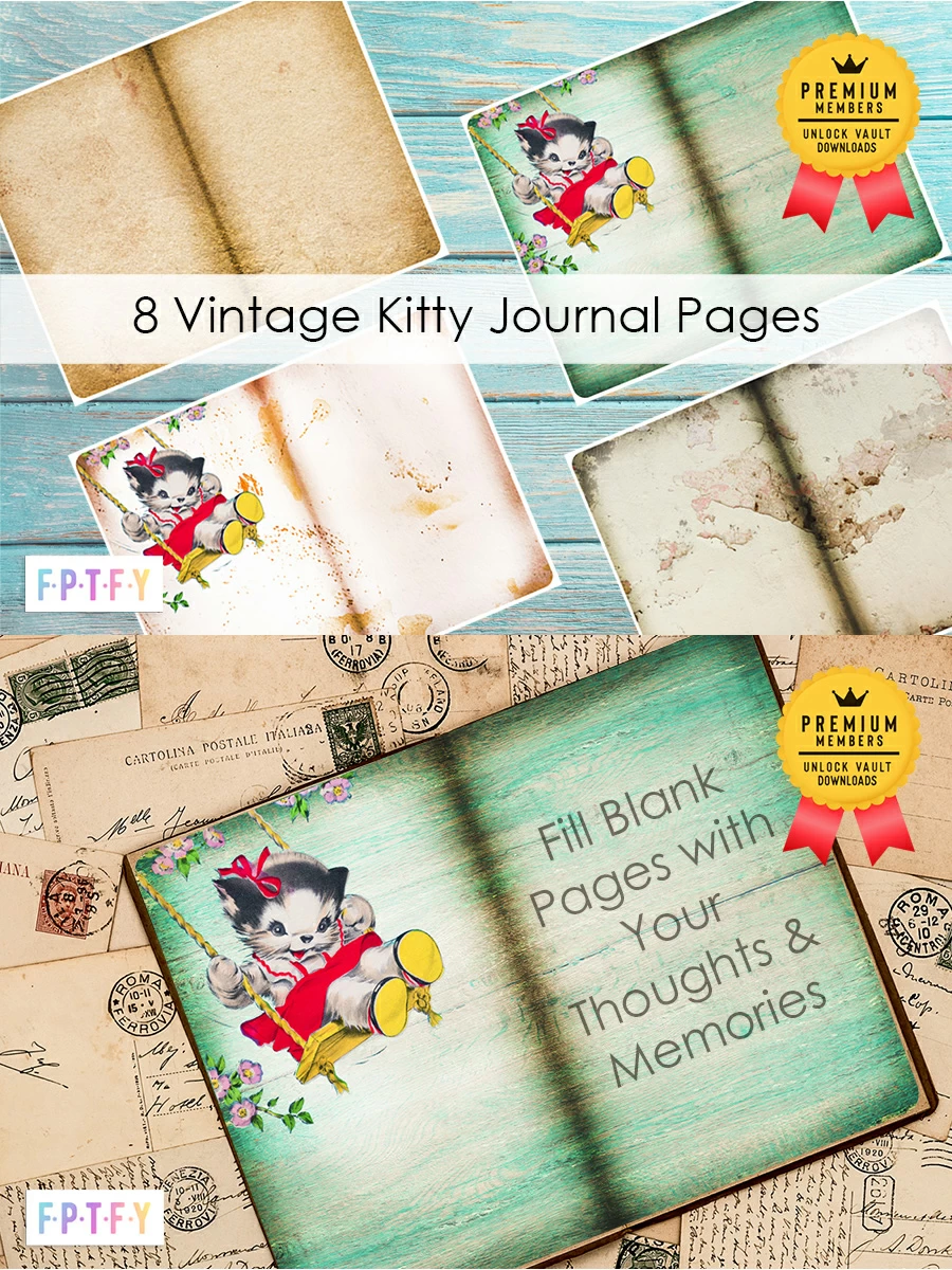 Vintage Kitty Journal Pages