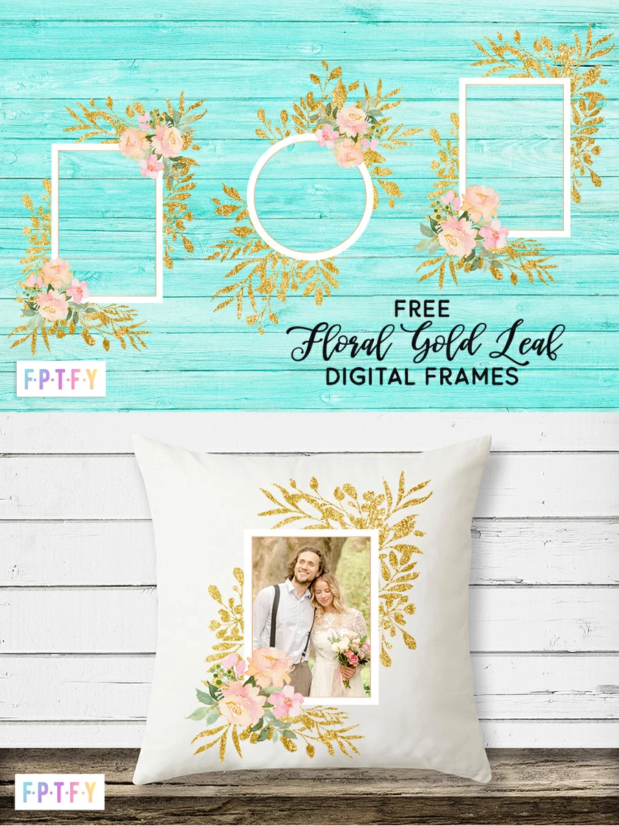 Free Floral Gold Leaf Digital Frames