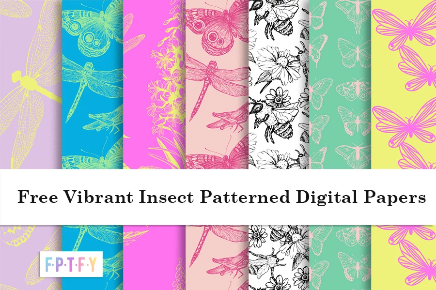 FREE Vibrant Insect Digital Papers