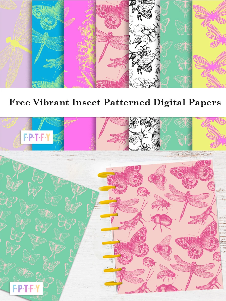 FREE Vibrant Insect Digital Papers 