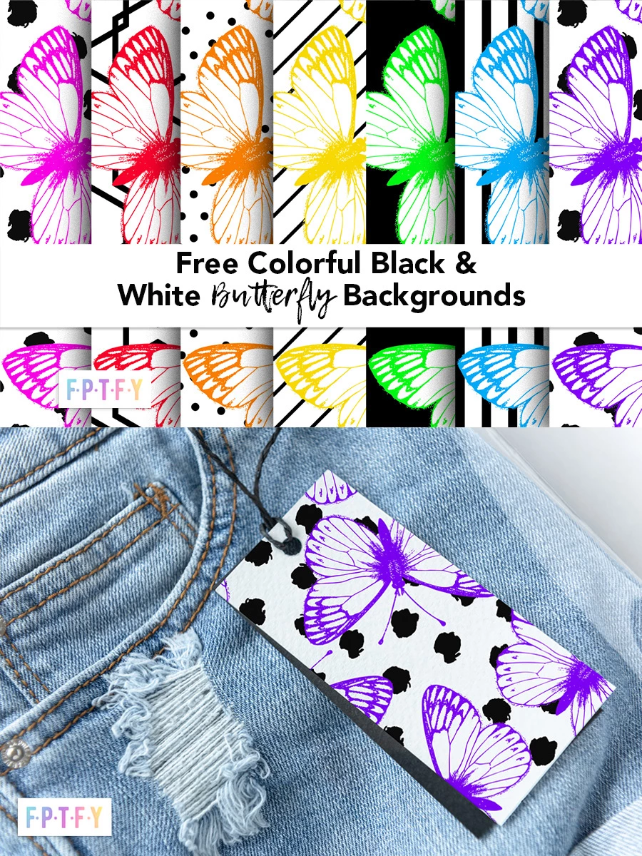 Free Colorful Black and White Butterfly Digital Backgrounds