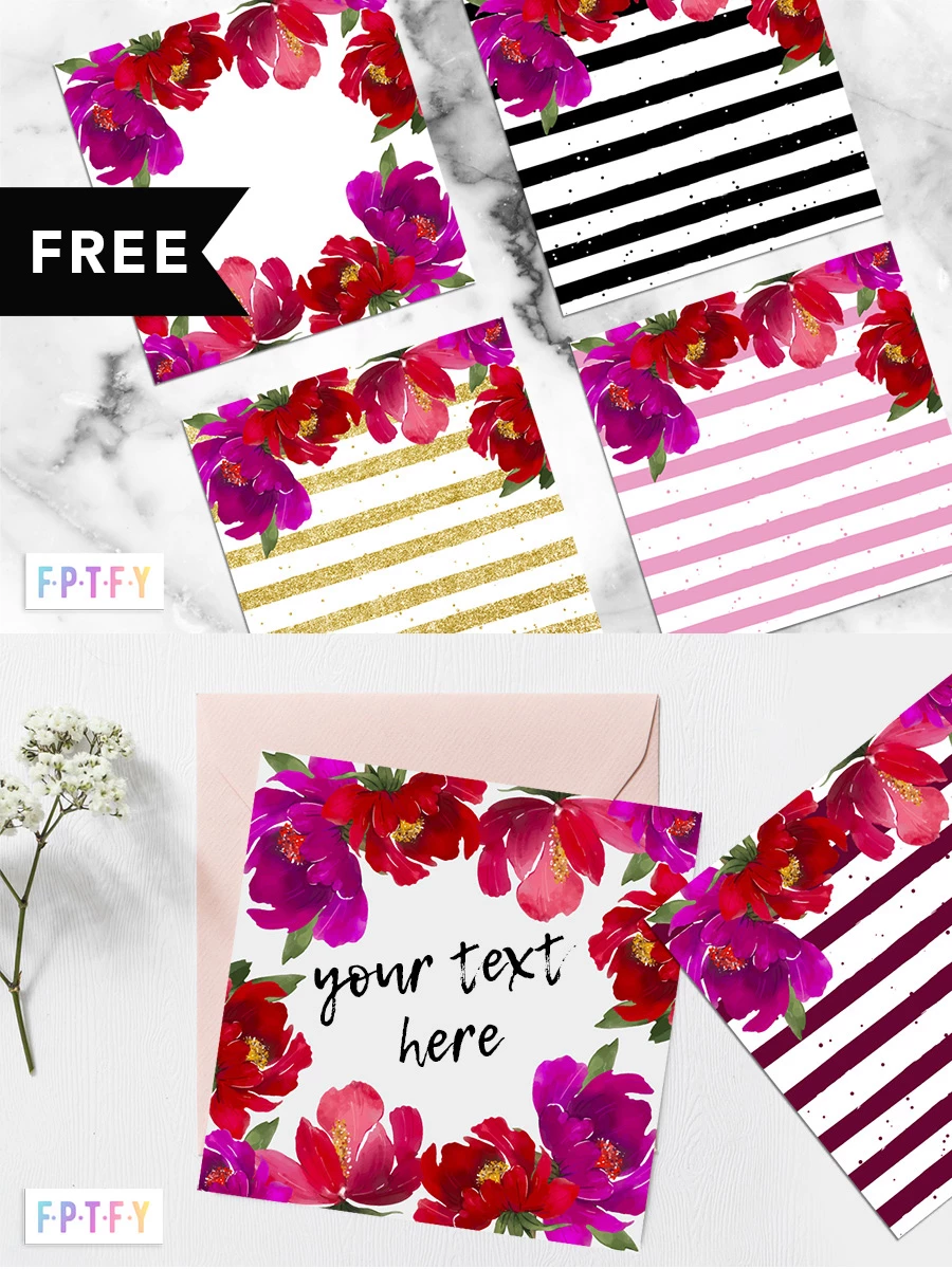 Free Fuchsia Peony Stripe Digital Paper