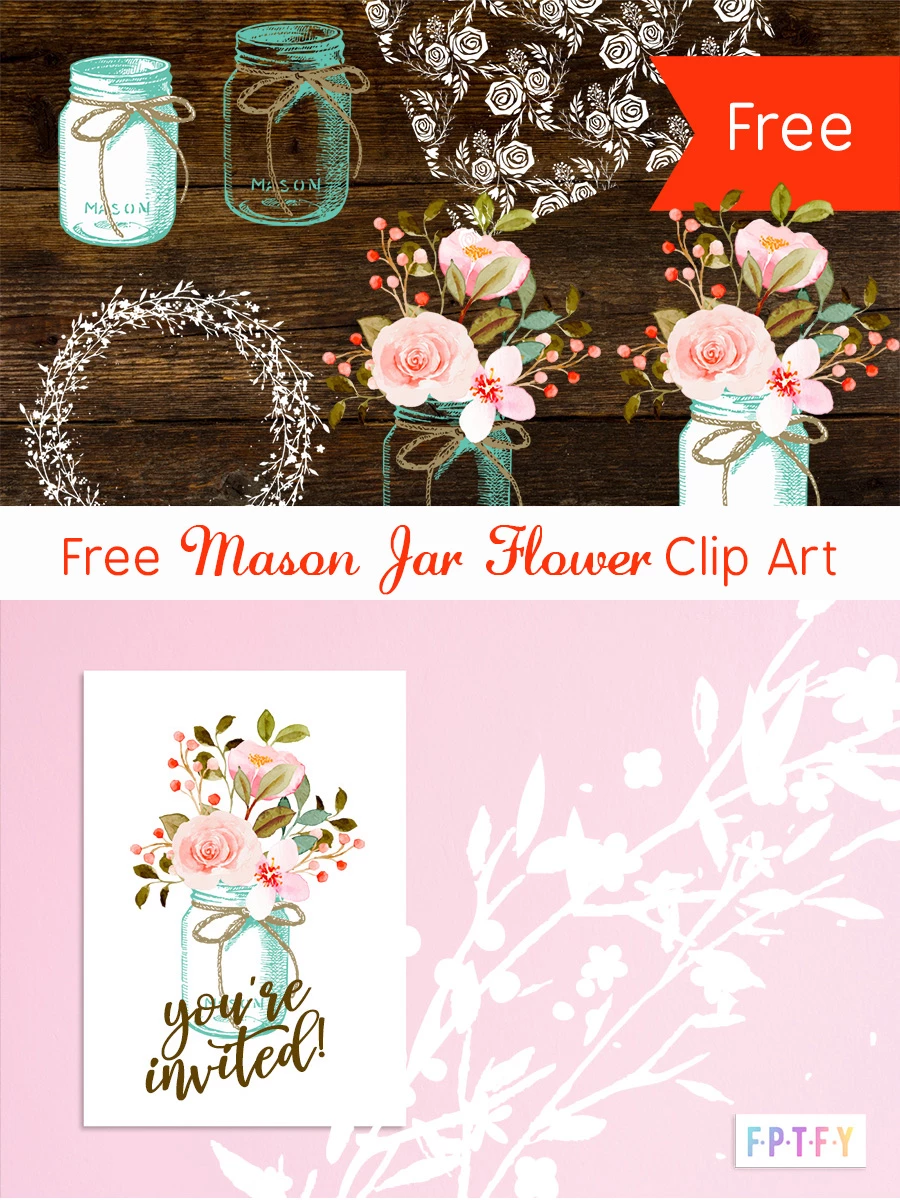 Free Mason Jar Flower Clip Art 