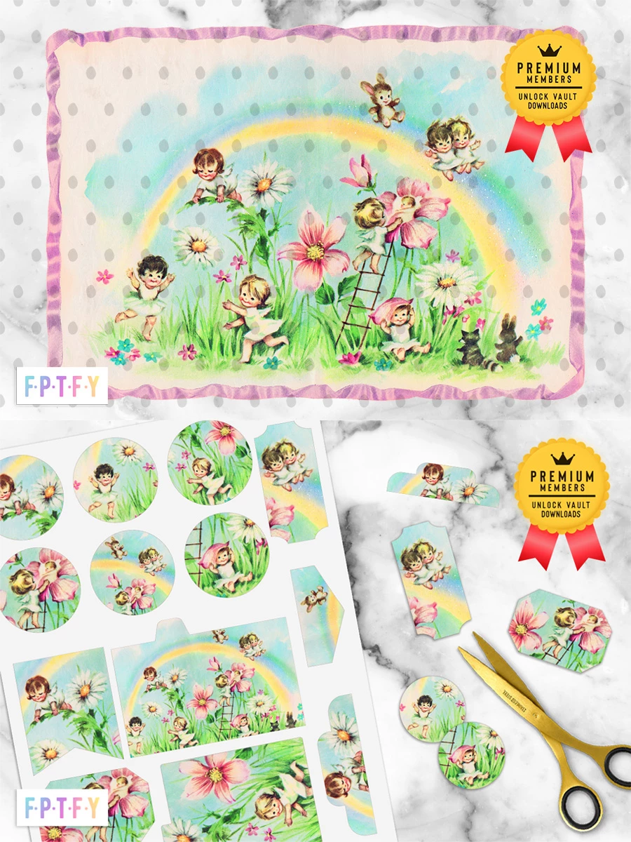 Vintage Baby Angel Garden Image