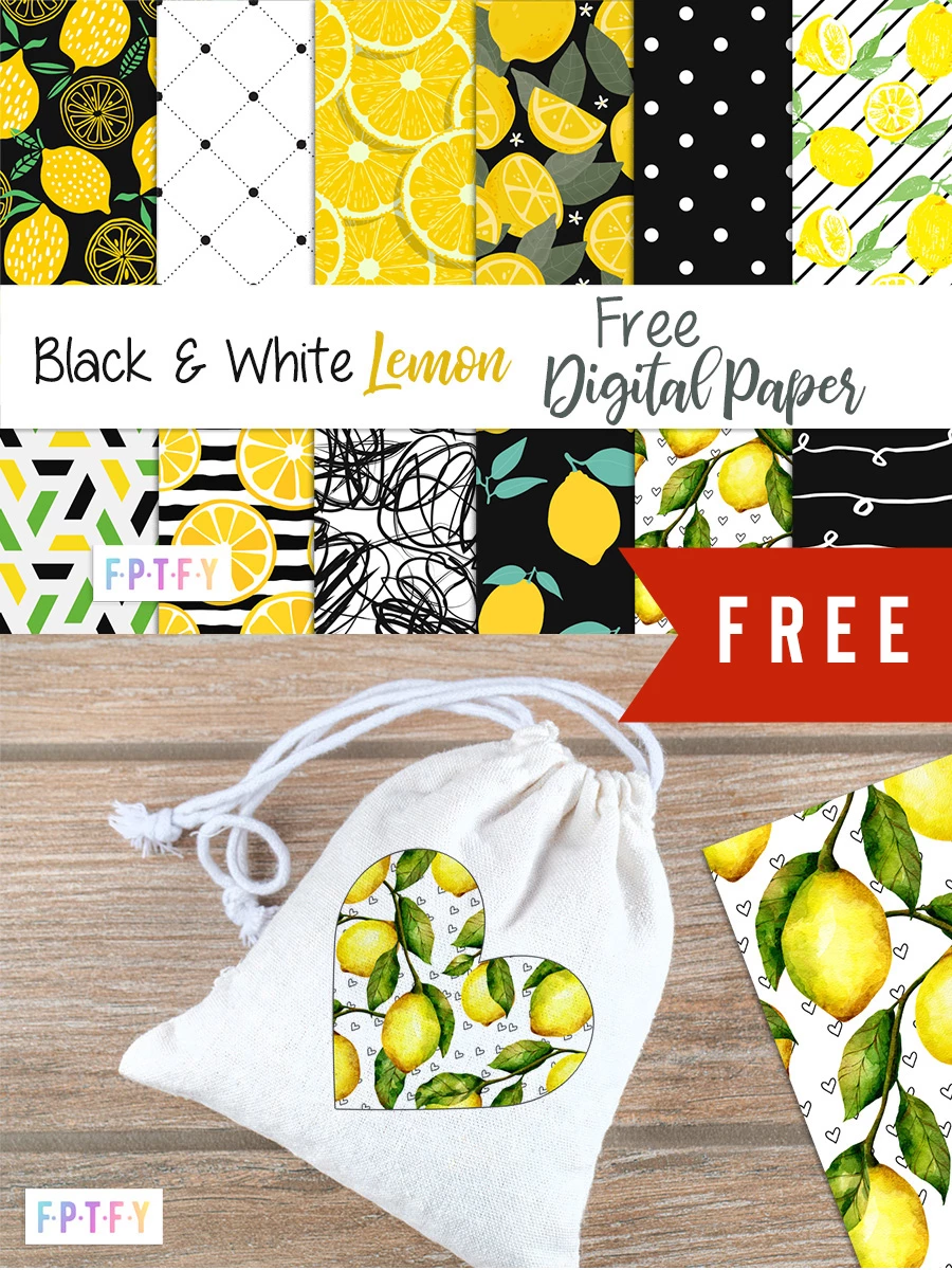 Black and White Lemon Digital Papers