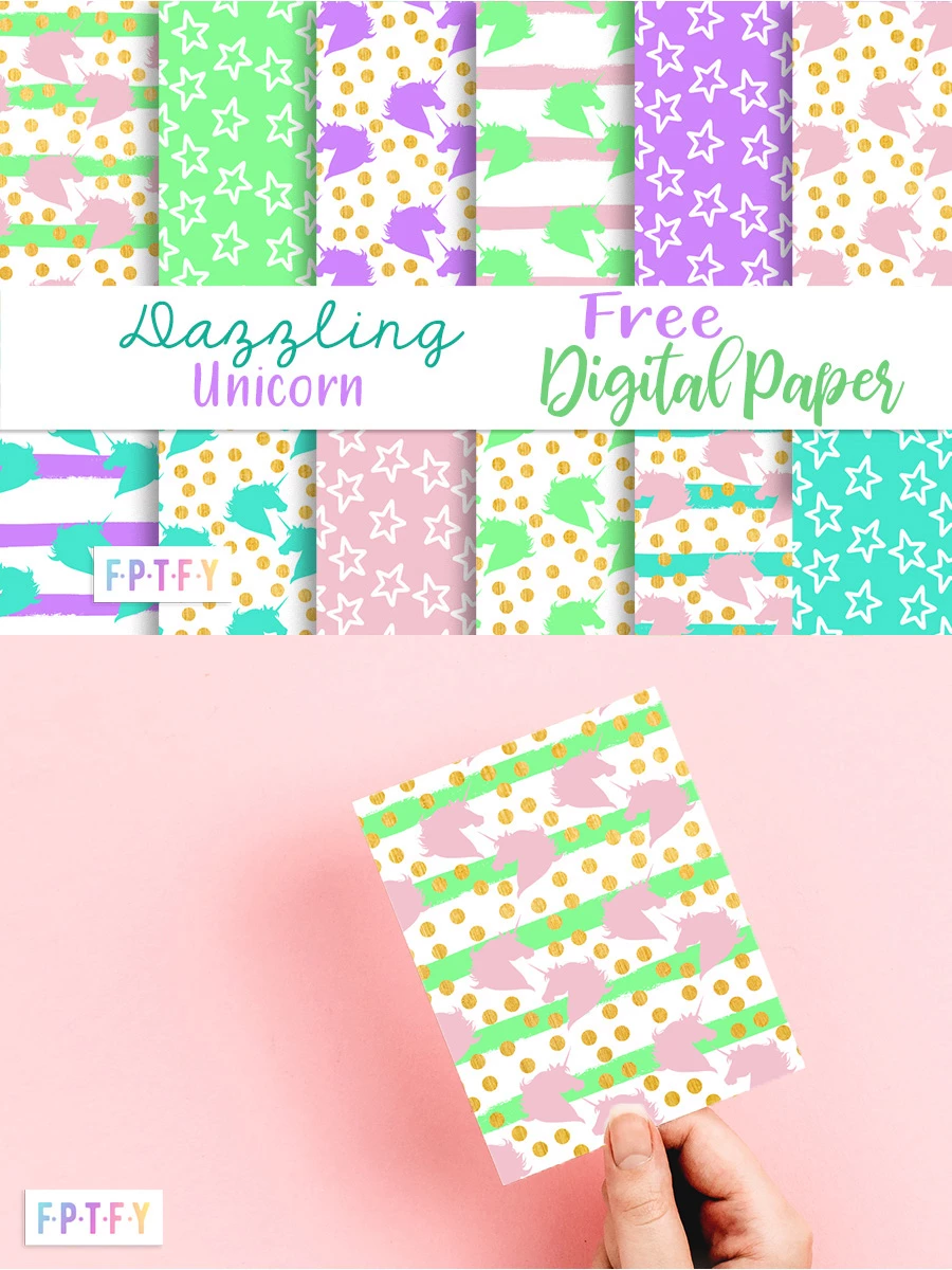 Free Dazzling Unicorn Digital Papers