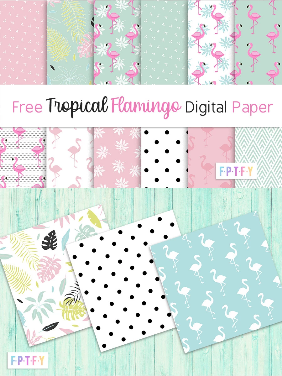 Free Tropical Flamingo Digital Paper