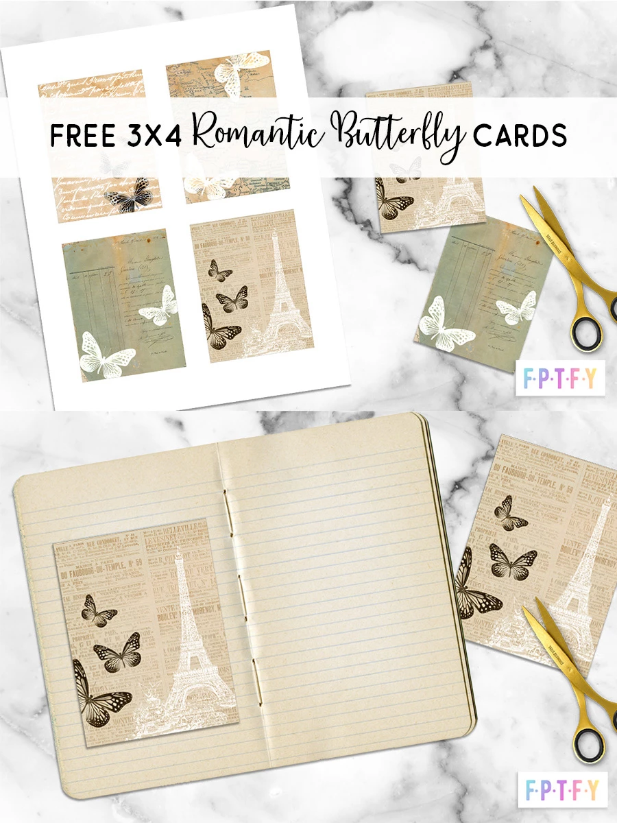 Free 3x4 Romantic Butterfly Cards