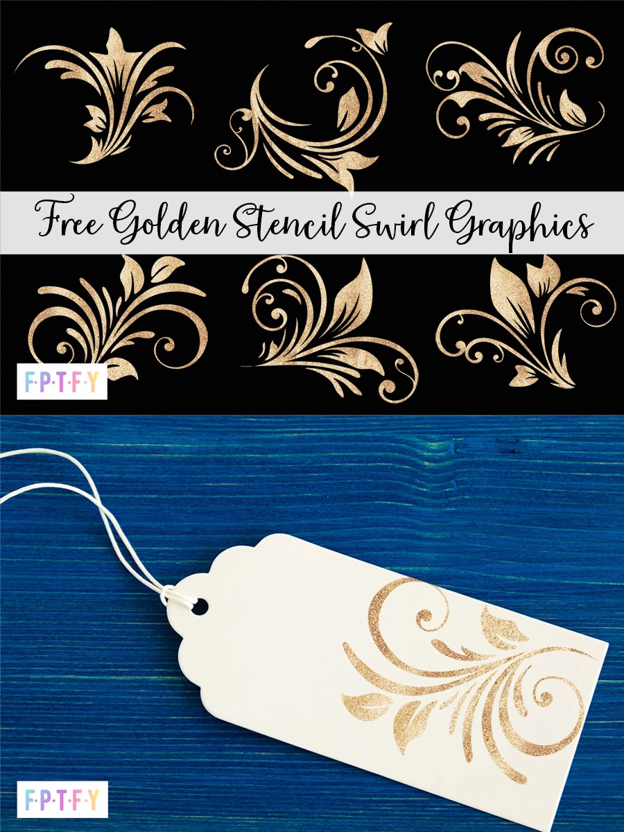Free Golden Stencil Swirl Graphics