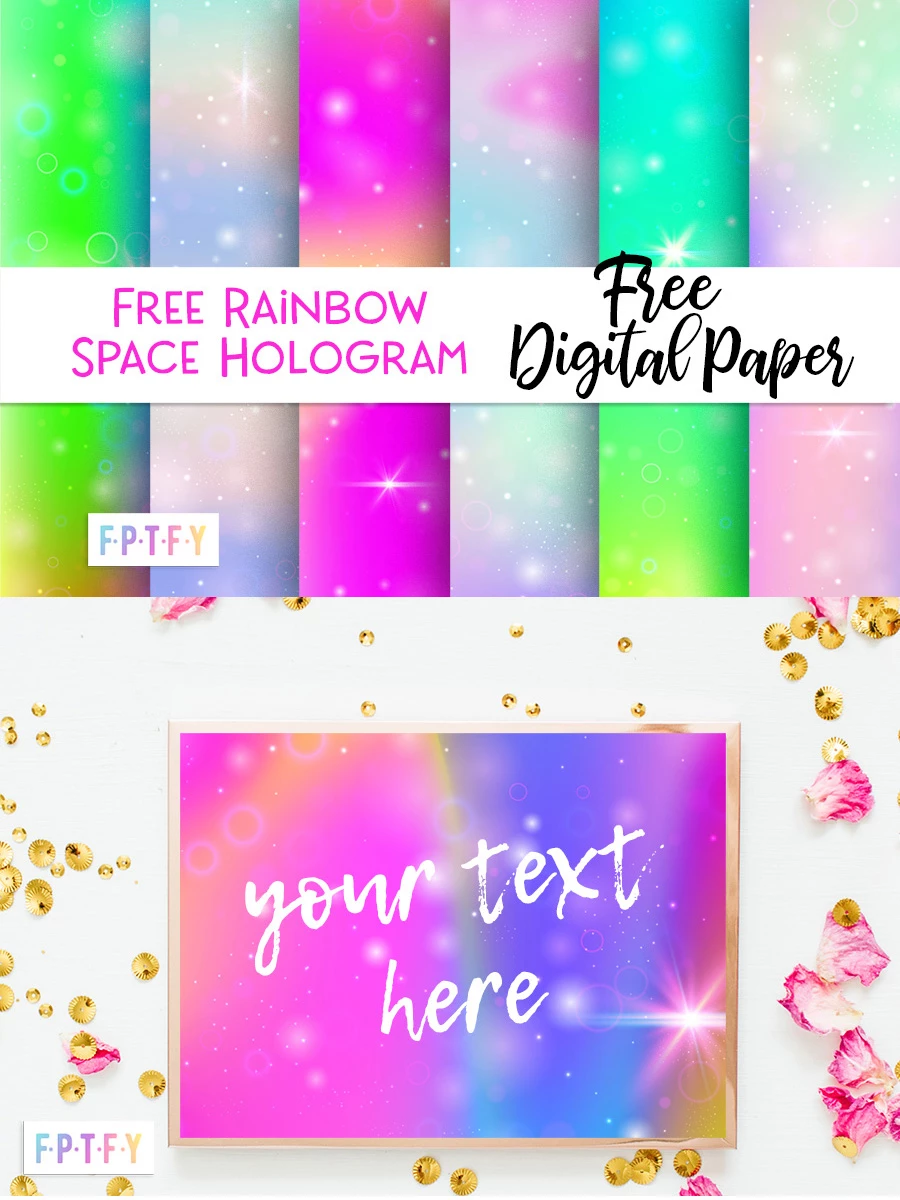 Free Rainbow Space Hologram Digital Papers