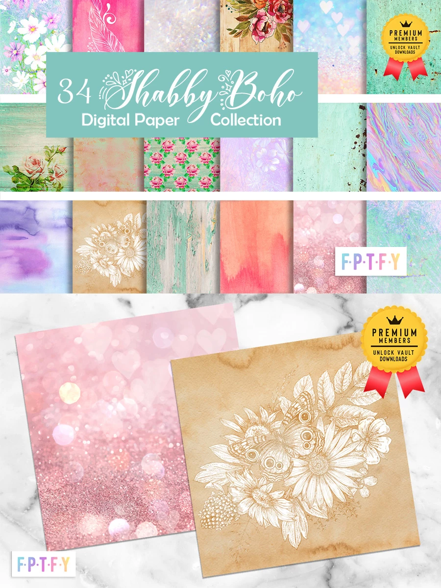 Shabby Boho Digital Papers